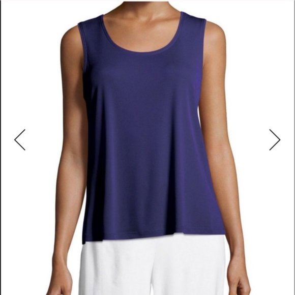 Eileen Fisher Blue Silk Sleeveless Shell Tank Top